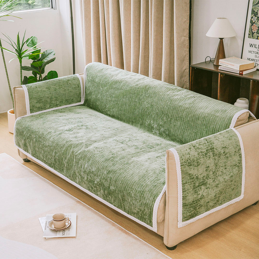 All-Season Anti-Slip Striped Pet Rug Furniture Protector with Armrest Sofa Cover - Keep Still