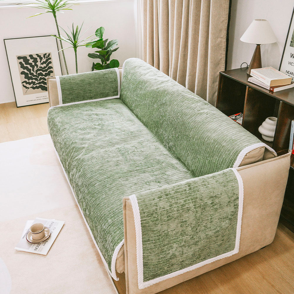 All-Season Anti-Slip Striped Pet Rug Furniture Protector with Armrest Sofa Cover - Keep Still