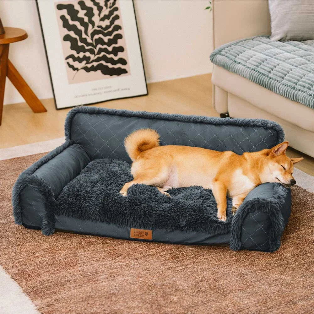 Luxe Faux Leather&Plush Removable Sponge Orthopaedic Dog Bed - WarmRest