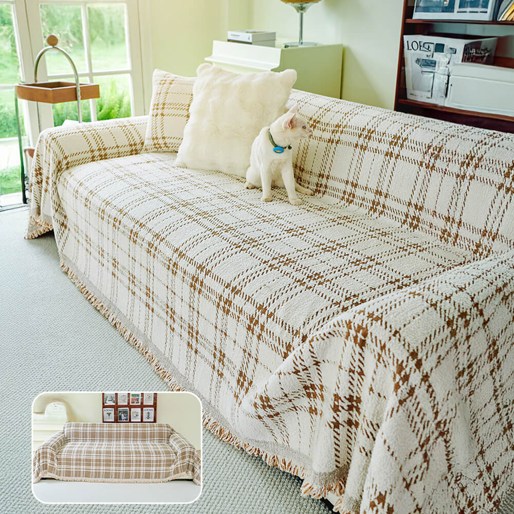 Classic Plaid Reversible Anti-Scratch One-Piece Sofa Cover