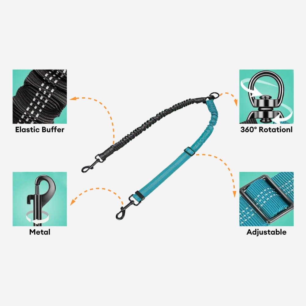 No-Tangle Shock Absorbing Double Lead Dog Lead
