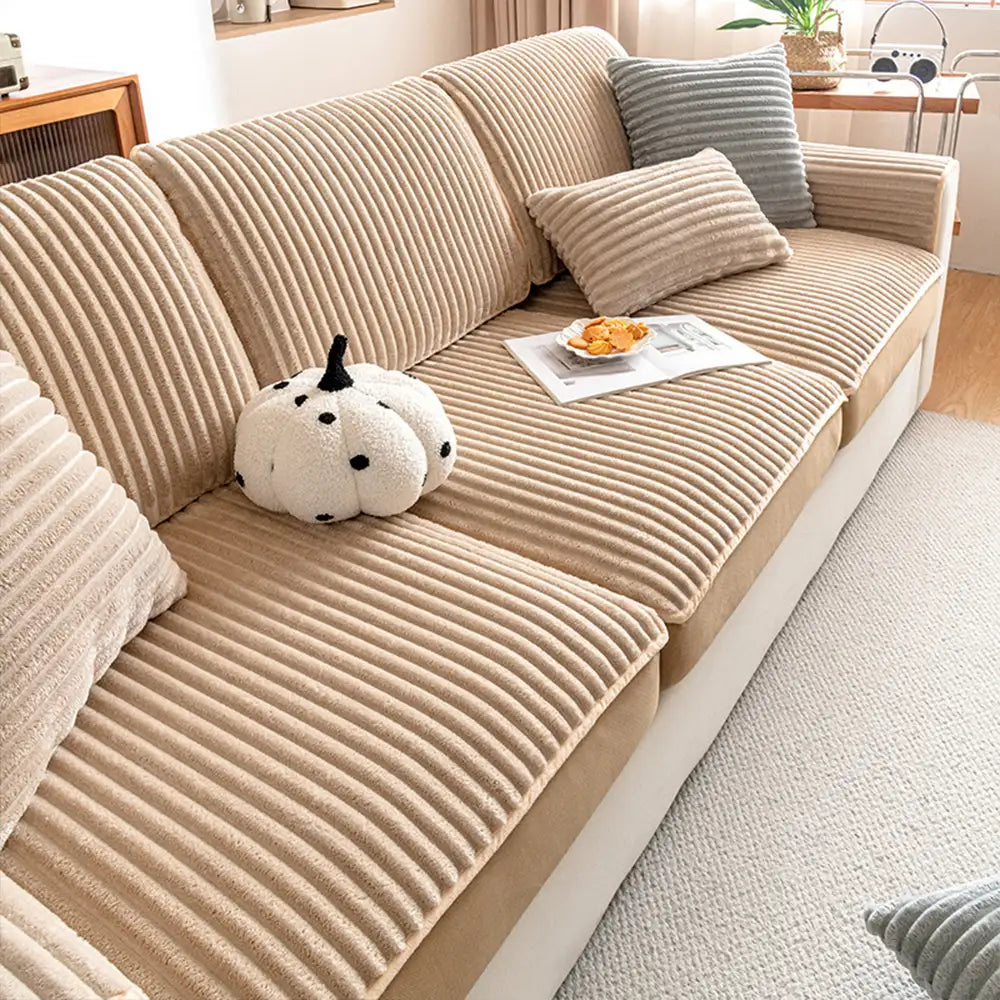 Fashion Straight Plush Comfortable Sofa Protective Stretch Magic Sofa Cover