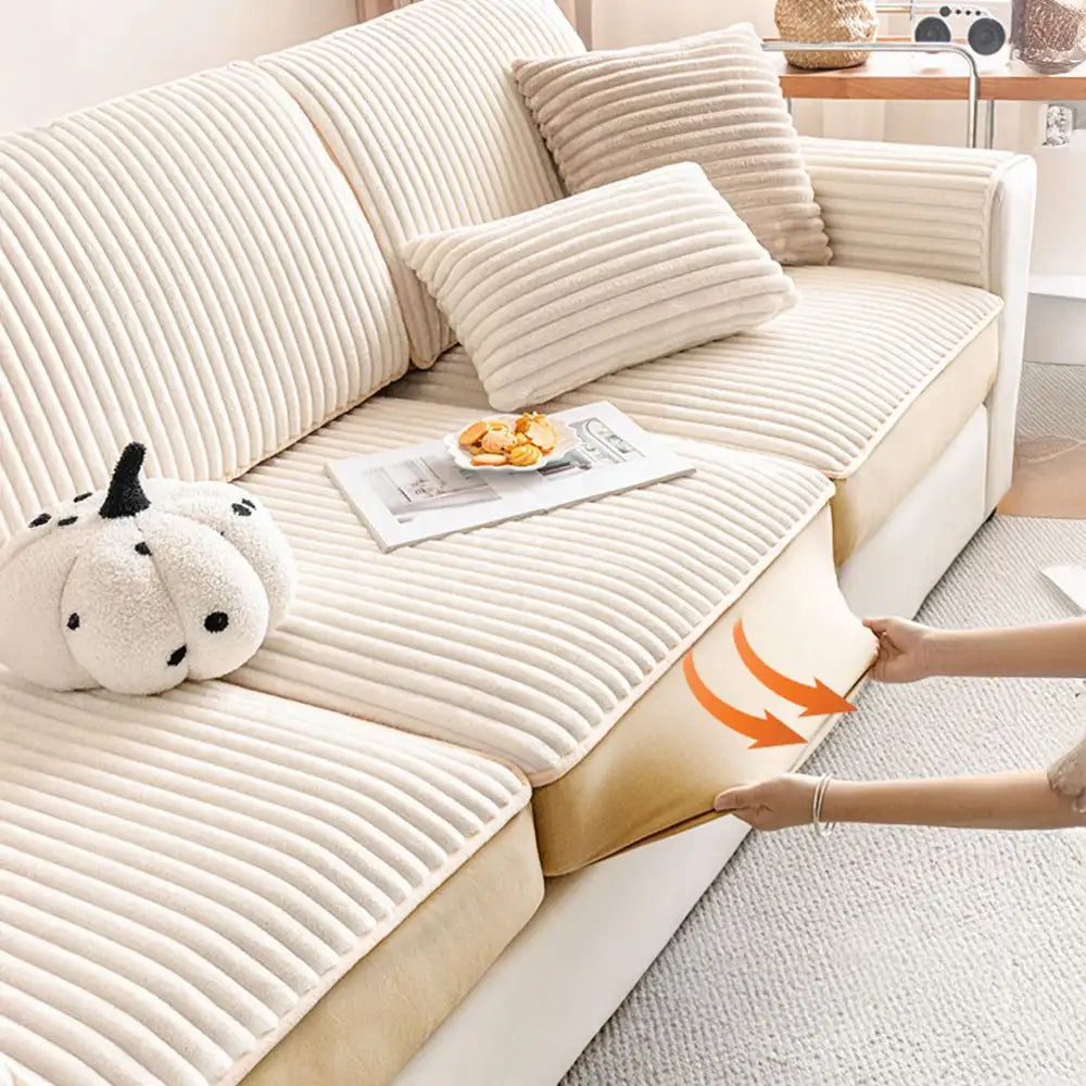 Fashion Straight Plush Comfortable Sofa Protective Stretch Magic Sofa Cover