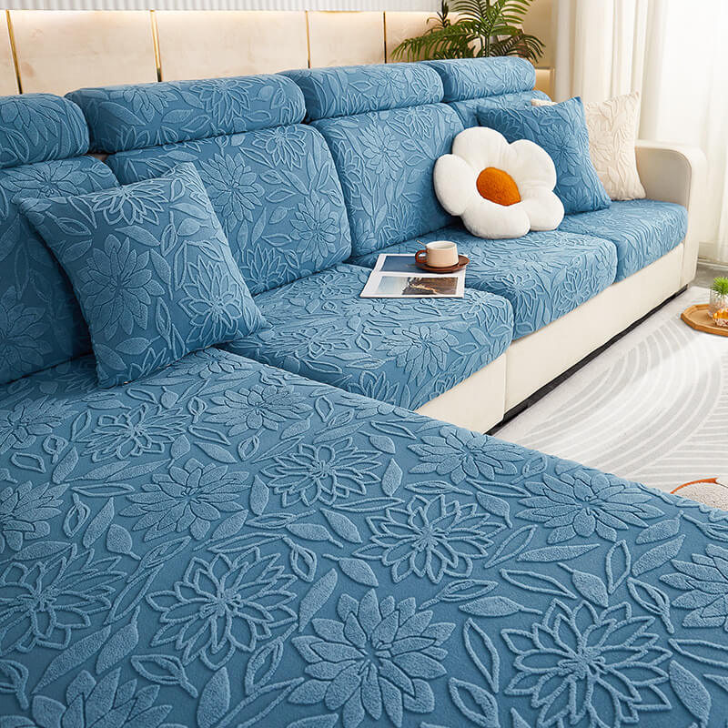Floral Velvet Stretch Full Wrap Sofa Protector Sofa Cover