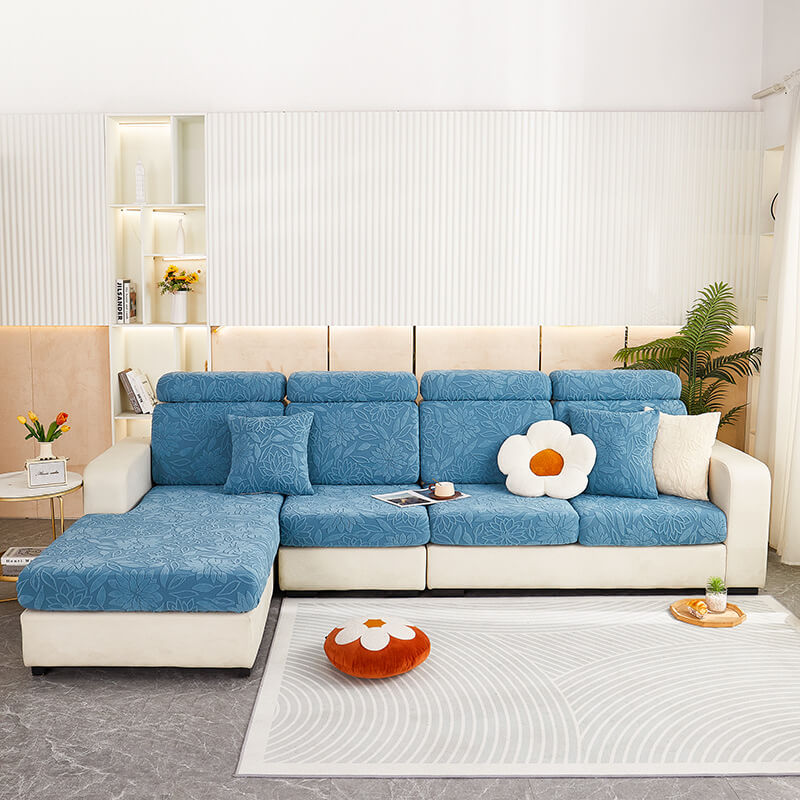 Floral Velvet Stretch Full Wrap Sofa Protector Sofa Cover