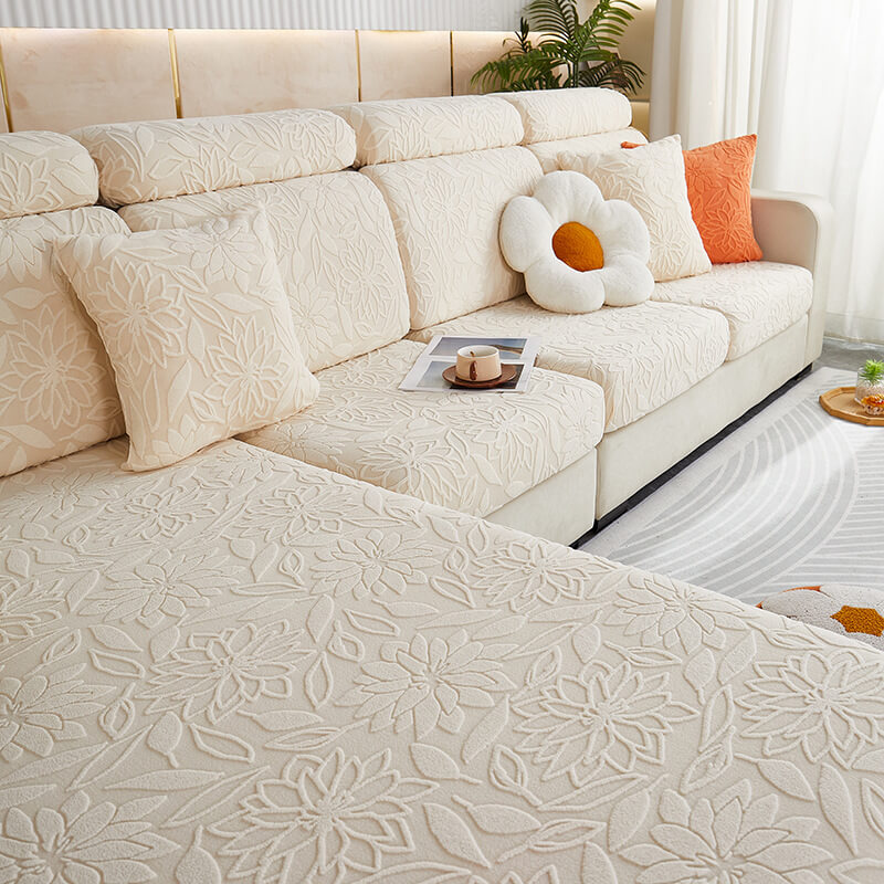 Floral Velvet Stretch Full Wrap Sofa Protector Sofa Cover