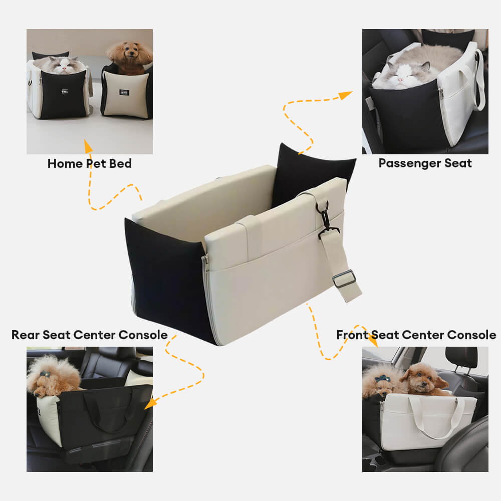 Colour-Block Soft Waterproof Portable Car Console Pet Travel Carrier