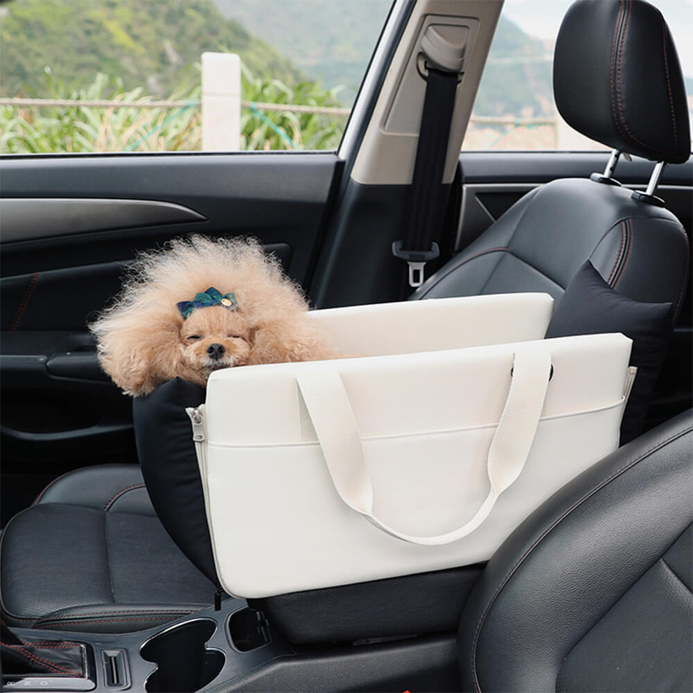 Colour-Block Soft Waterproof Portable Car Console Pet Travel Carrier