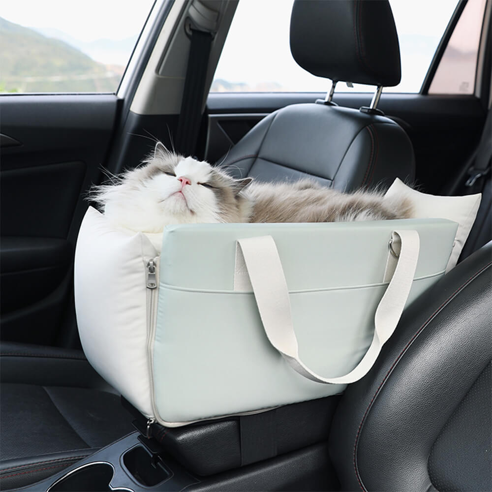 Colour-Block Soft Waterproof Portable Car Console Pet Travel Carrier