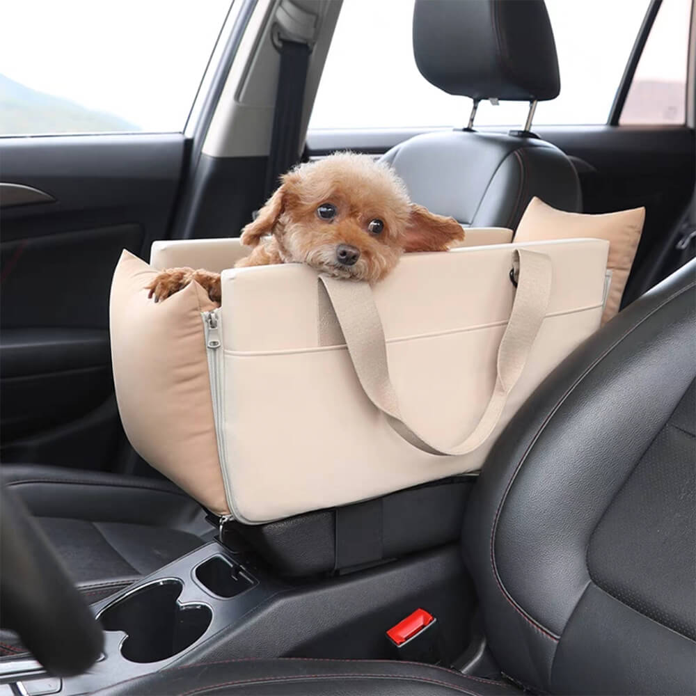 Colour-Block Soft Waterproof Portable Car Console Pet Travel Carrier