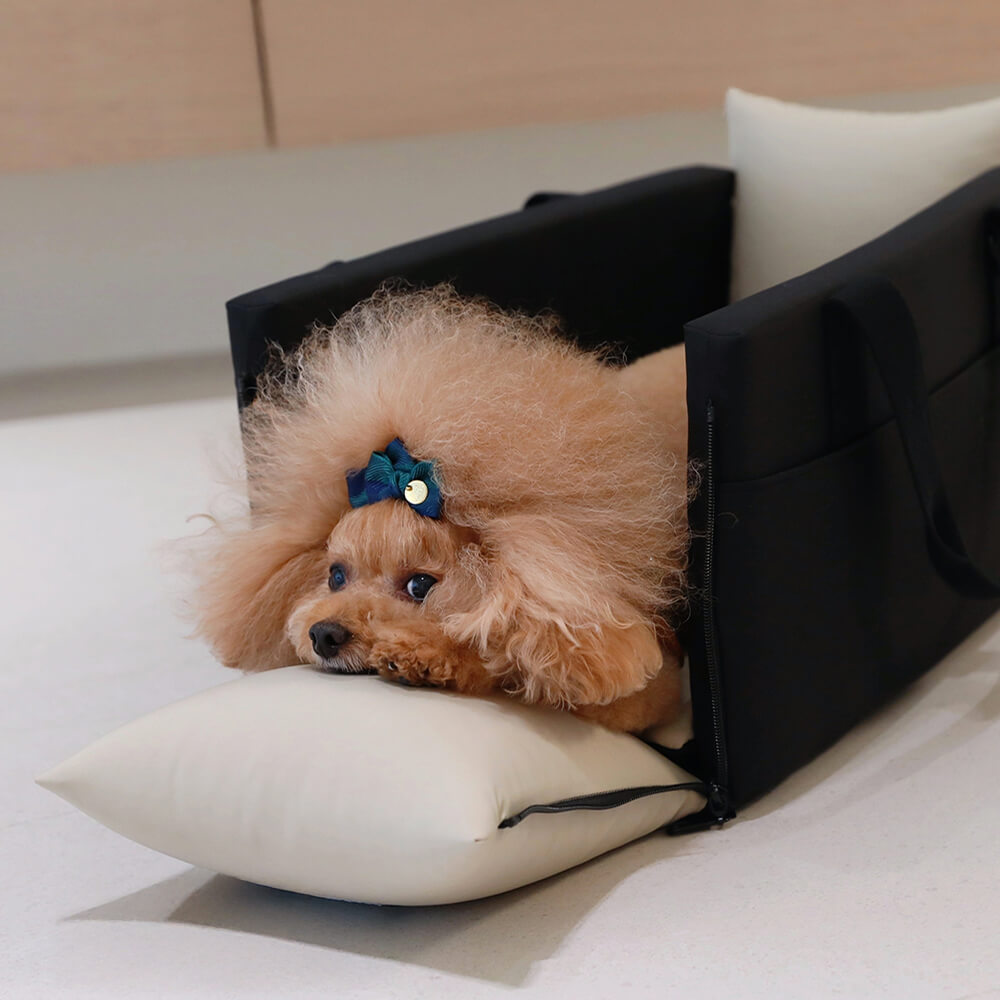 Colour-Block Soft Waterproof Portable Car Console Pet Travel Carrier