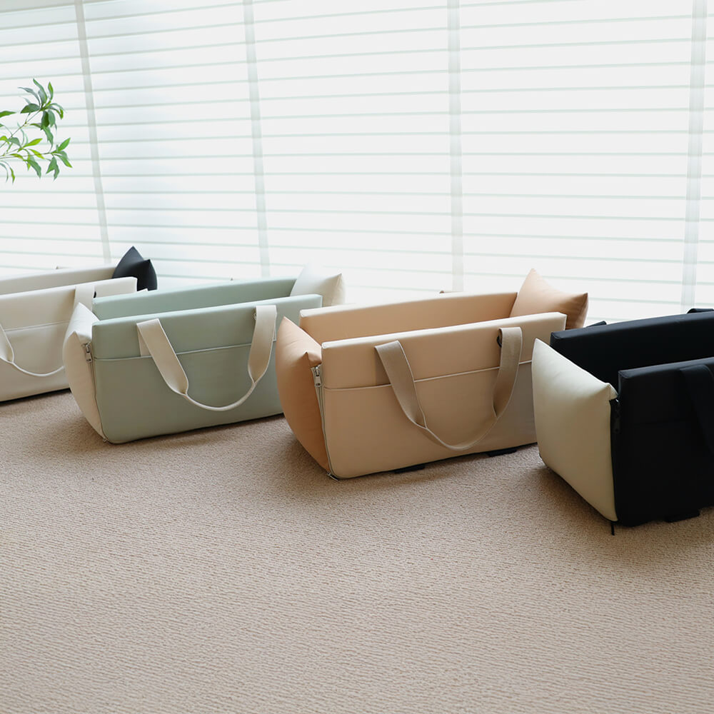 Colour-Block Soft Waterproof Portable Car Console Pet Travel Carrier