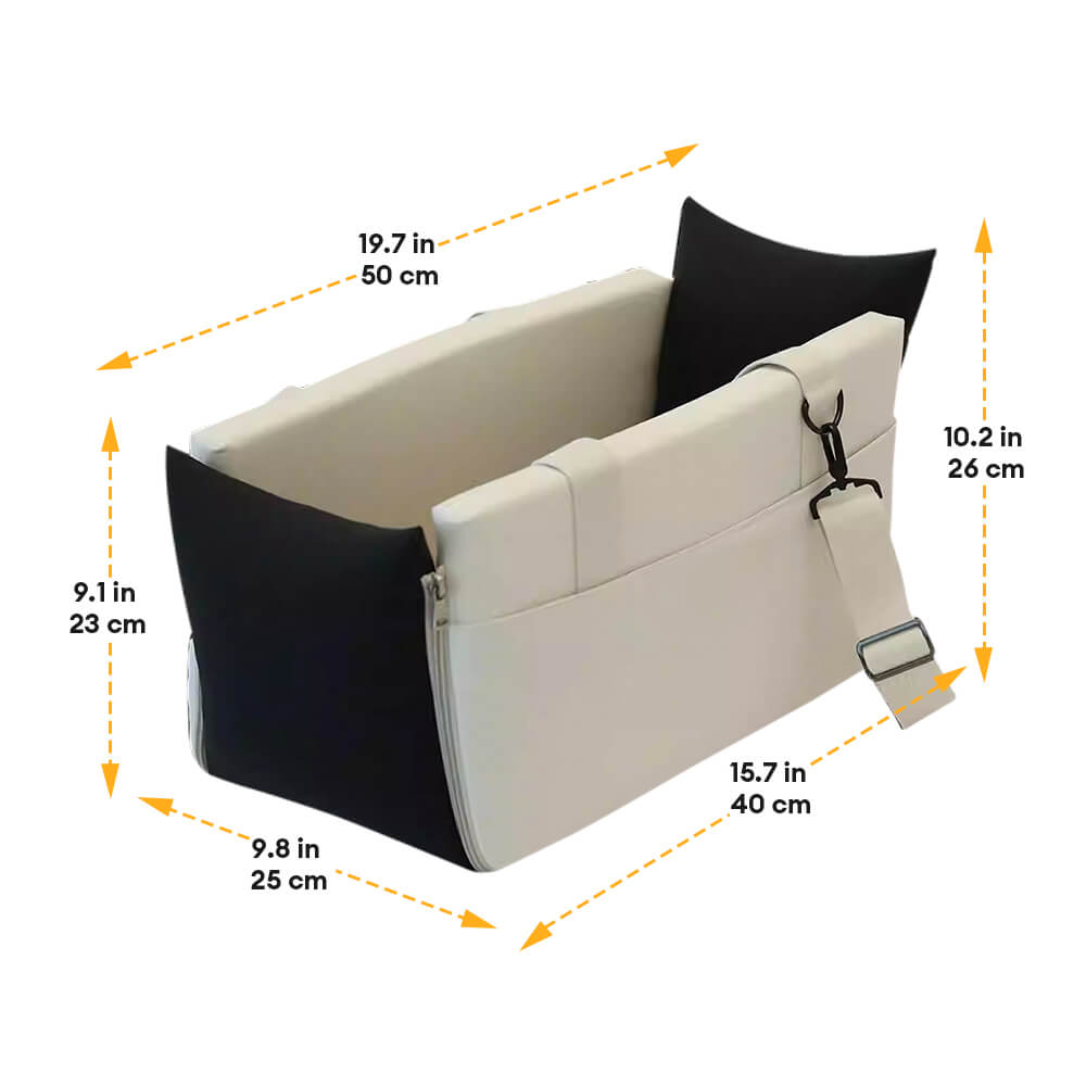 Colour-Block Soft Waterproof Portable Car Console Pet Travel Carrier