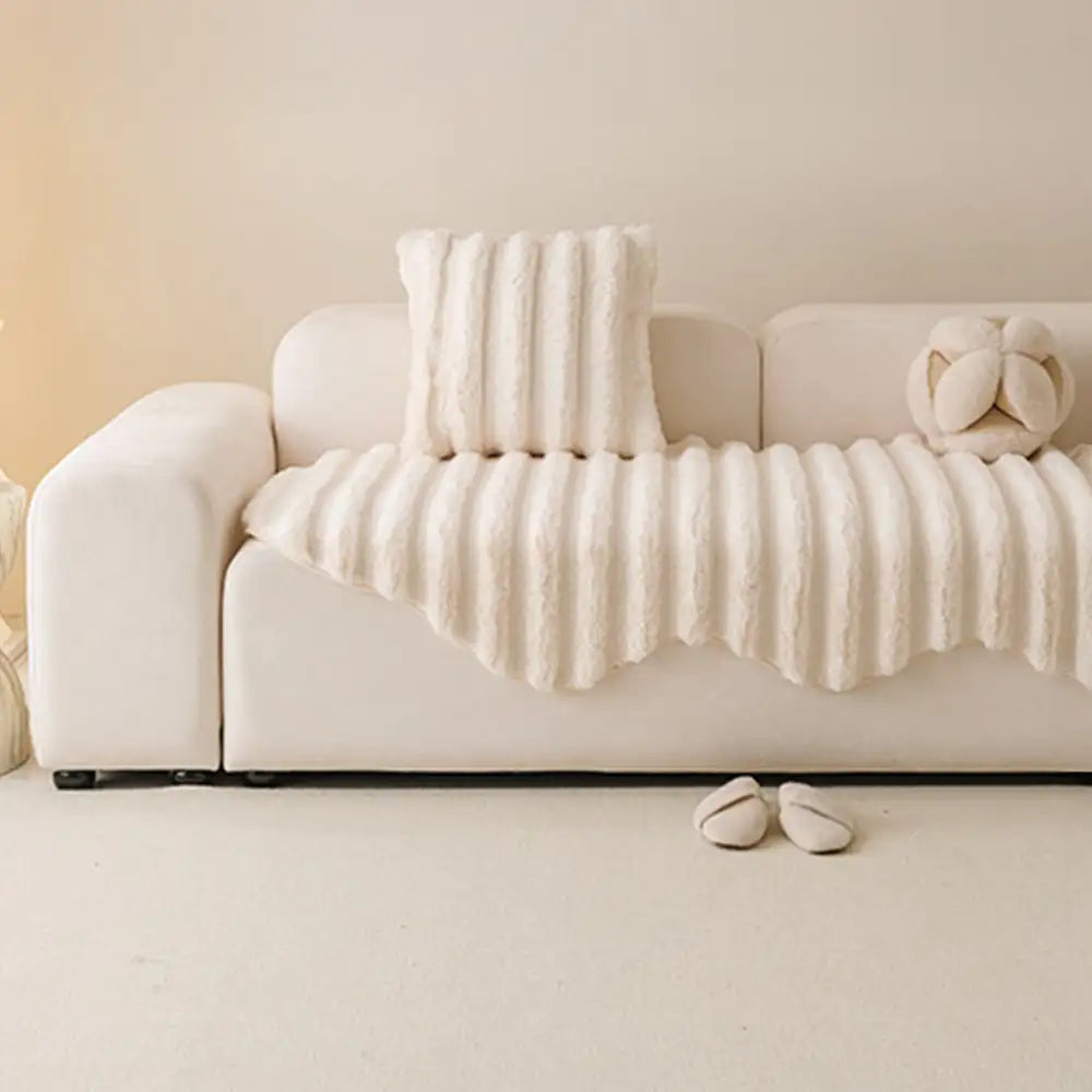Fluffy Comfort Plush Furniture Protection Decorative Sofa Cover