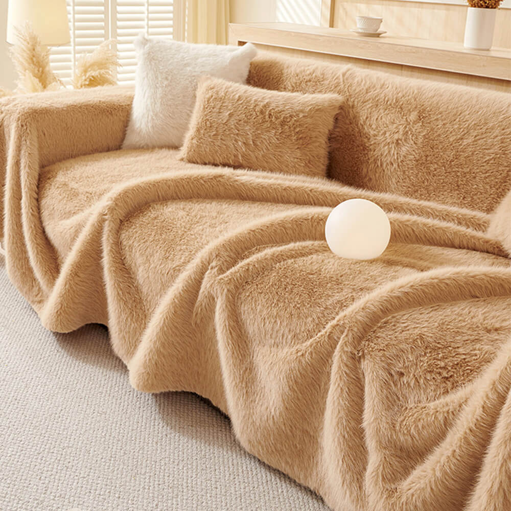 Luxury Skin-Friendly Long Faux Fur One-Piece Multi Functional Sofa Cover