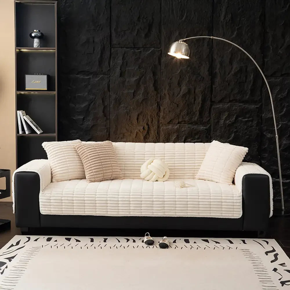 One-Piece Cosy Flannel Sofa Protection Non-Slip Sofa Cover