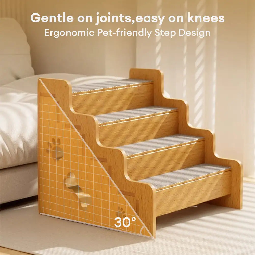 Safe Sturdy Wood Non-Slip Dog Ramp Steps