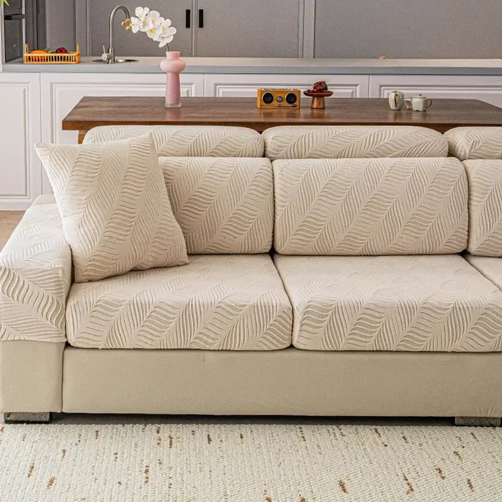 Wave Jacquard Polar Fleece Antistatic Protection Full Wrap Sofa Cover