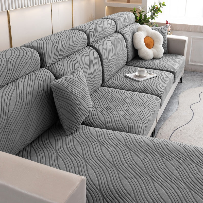 Wave Jacquard Sofa Stretch Anti-Slip Full Wrap Magic Sofa Cover