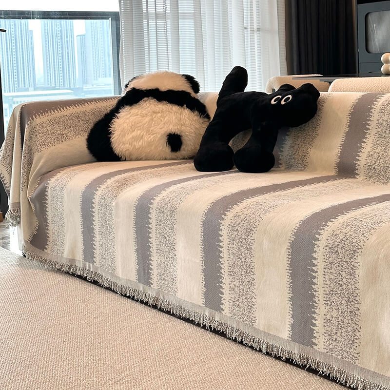 Trendy Striped Chenille Breathable Sofa protection Sofa Cover