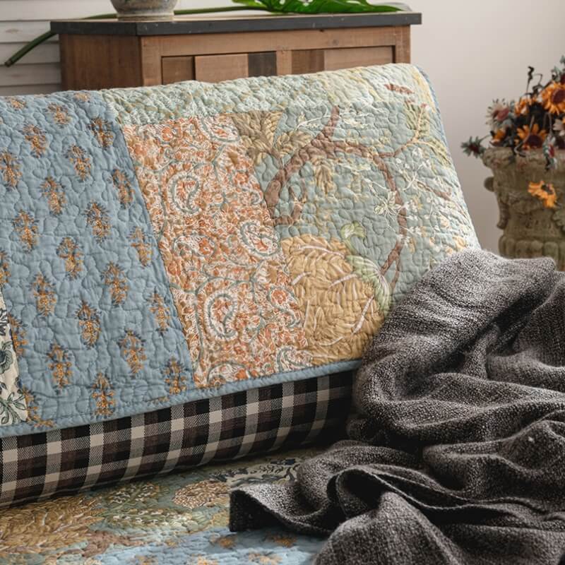 European Floral Cotton Furniture Protector Non-slip Sofa Cover