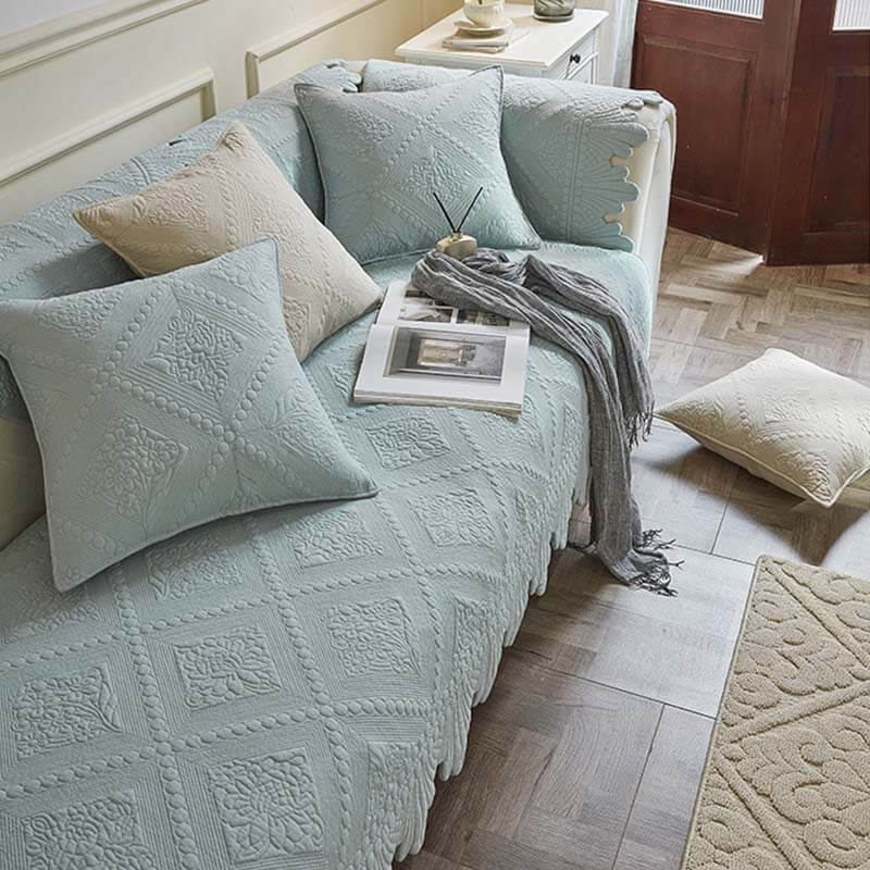 Fashion Leaf Trim Cotton Washable Sofa Cover