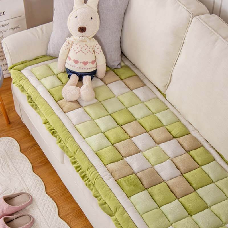 Soft Velvet Window Seat Cushion Washable Sofa Cover