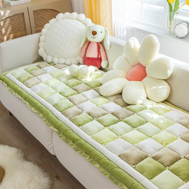 Soft Velvet Window Seat Cushion Washable Sofa Cover