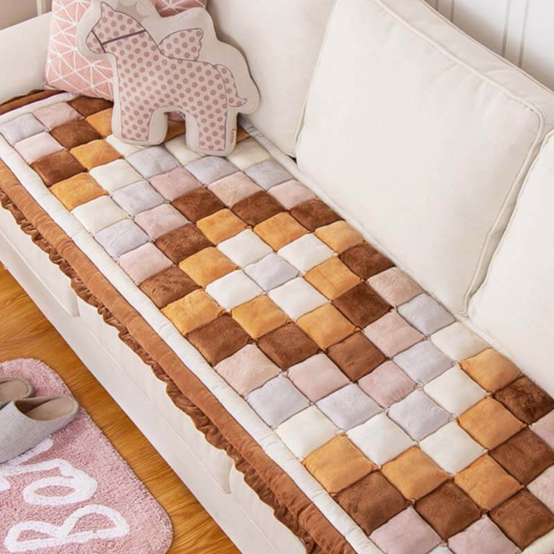 Soft Velvet Window Seat Cushion Washable Sofa Cover