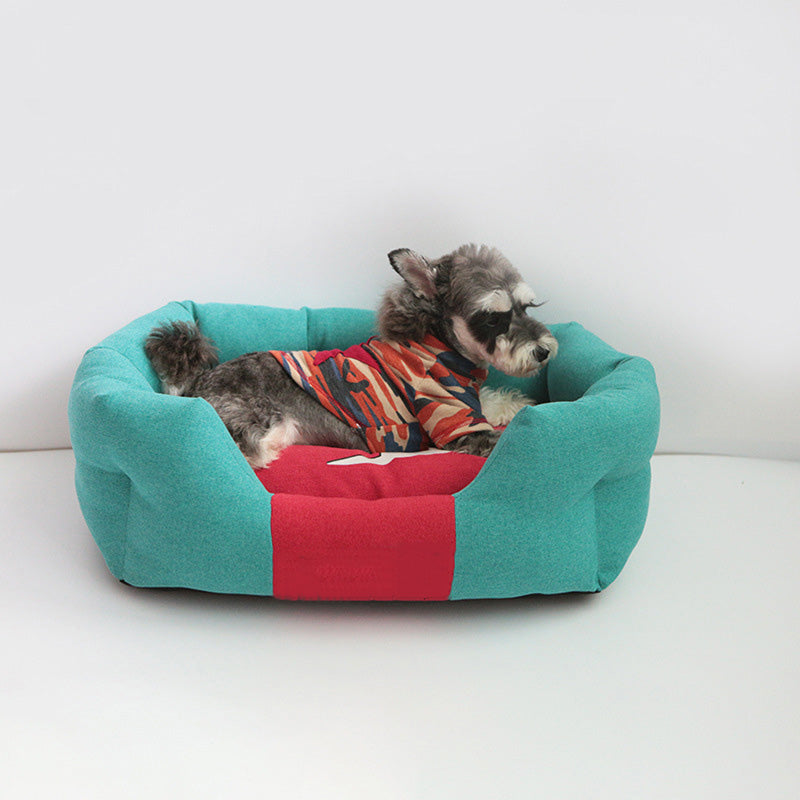 Modisches, ganzjähriges, warmes, kuscheliges Hundebett in kontrastierenden Farben