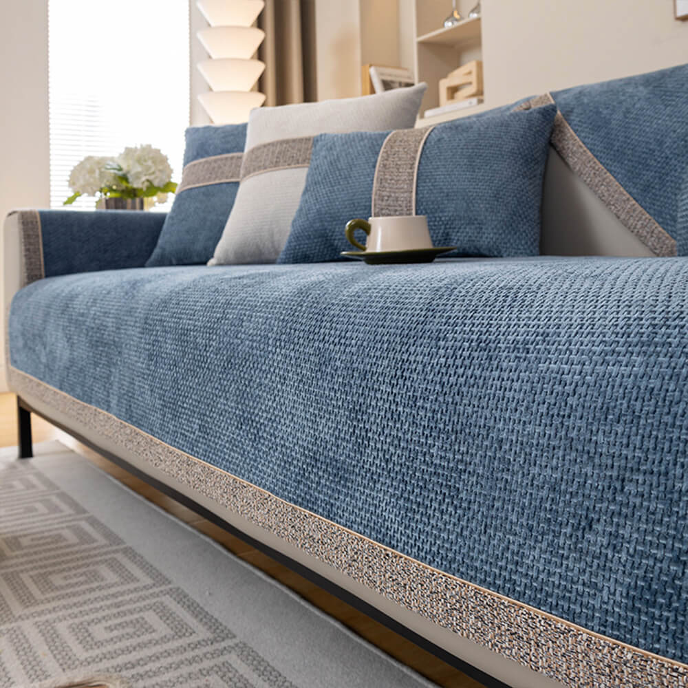 All-Season Modern Tweed Woven Chenille Anti-Slip Sofa Cover