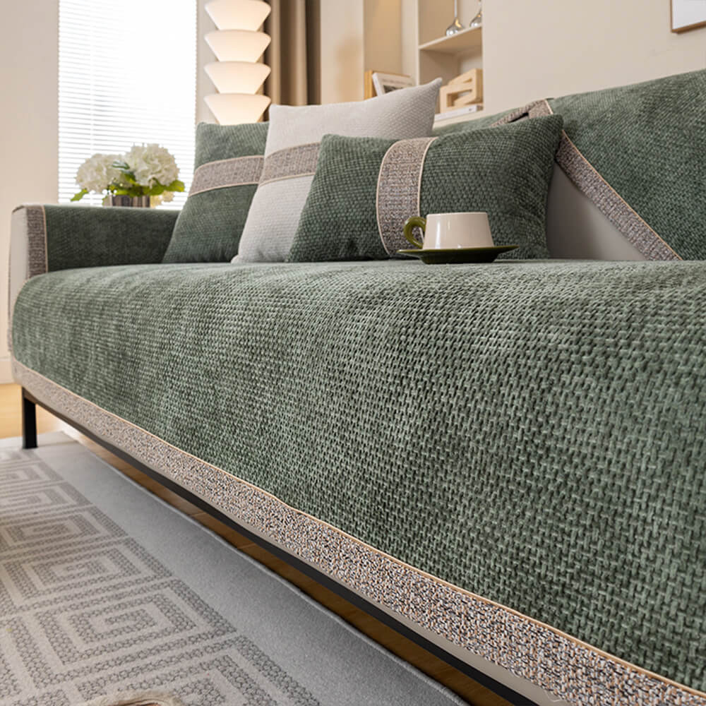 All-Season Modern Tweed Woven Chenille Anti-Slip Sofa Cover