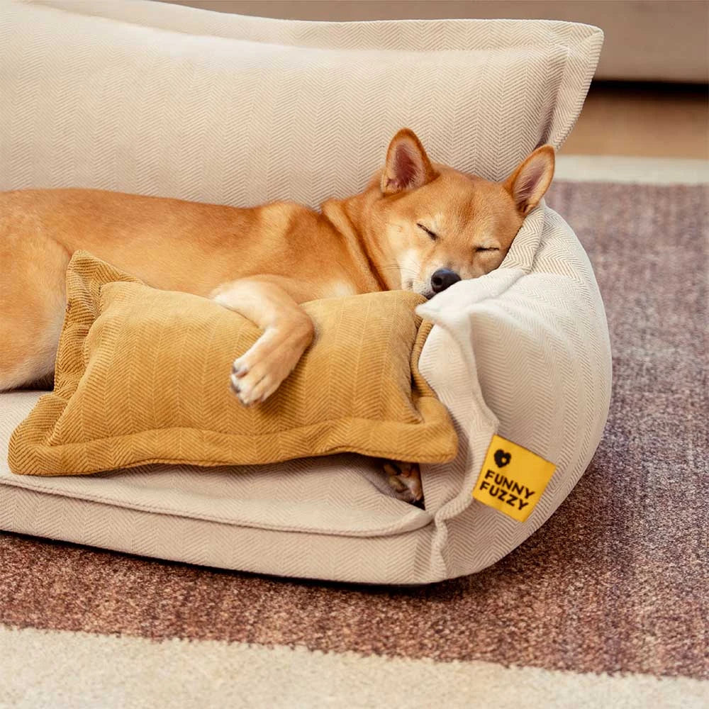 All-Season Chenille Dual-layer Removable Sponge Orthopaedic Dog Bed With Pillow