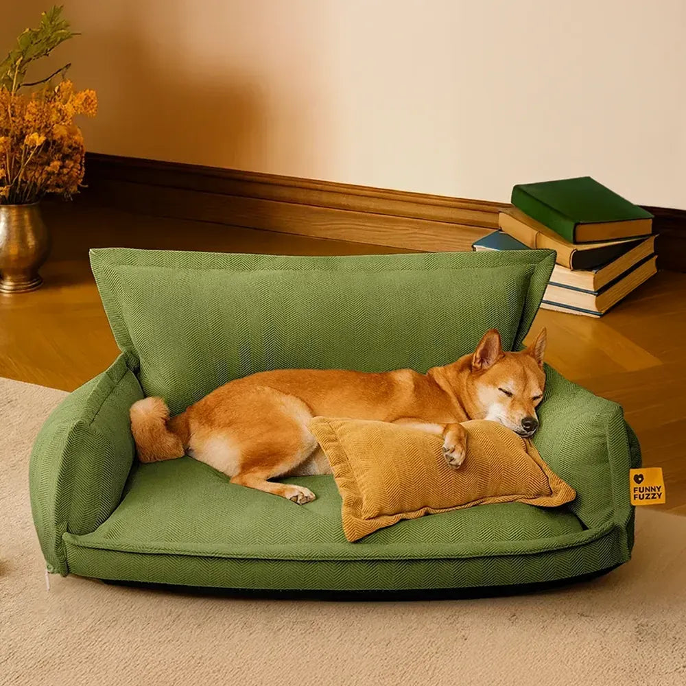 All-Season Chenille Dual-layer Removable Sponge Orthopaedic Dog Bed With Pillow