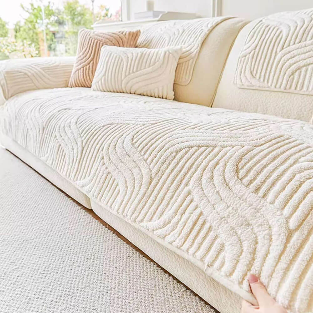 Modern Geometric Soft Plush Non-slip Sofa Protector Sofa Cover