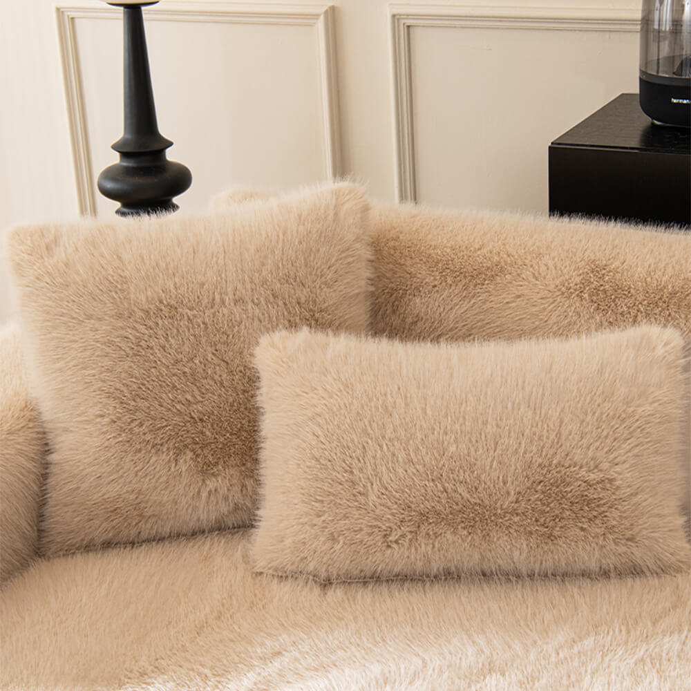 Warm Thick Faux Fur Sofa Protector Non-Slip Sofa Cover