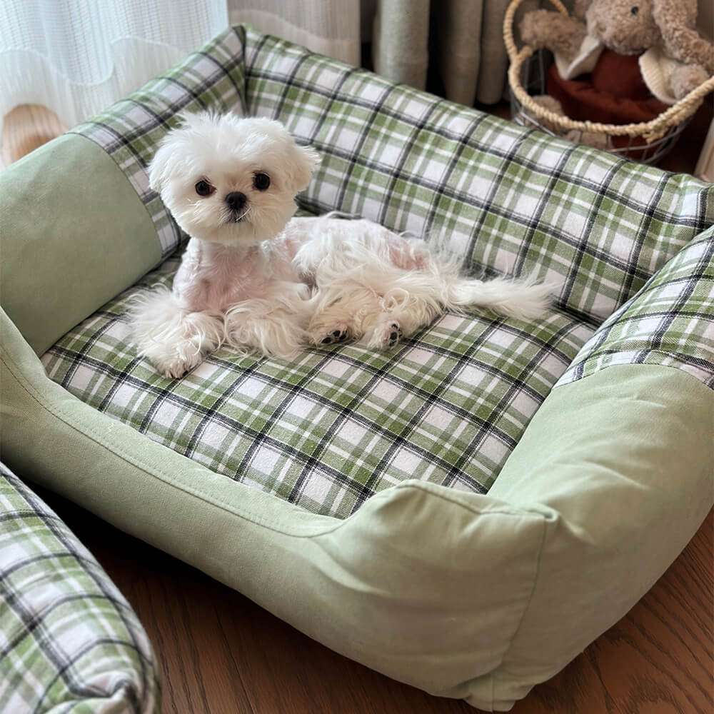 Plush Gingham Orthopaedic Anti-Slip Washable Dog & Cat Bed