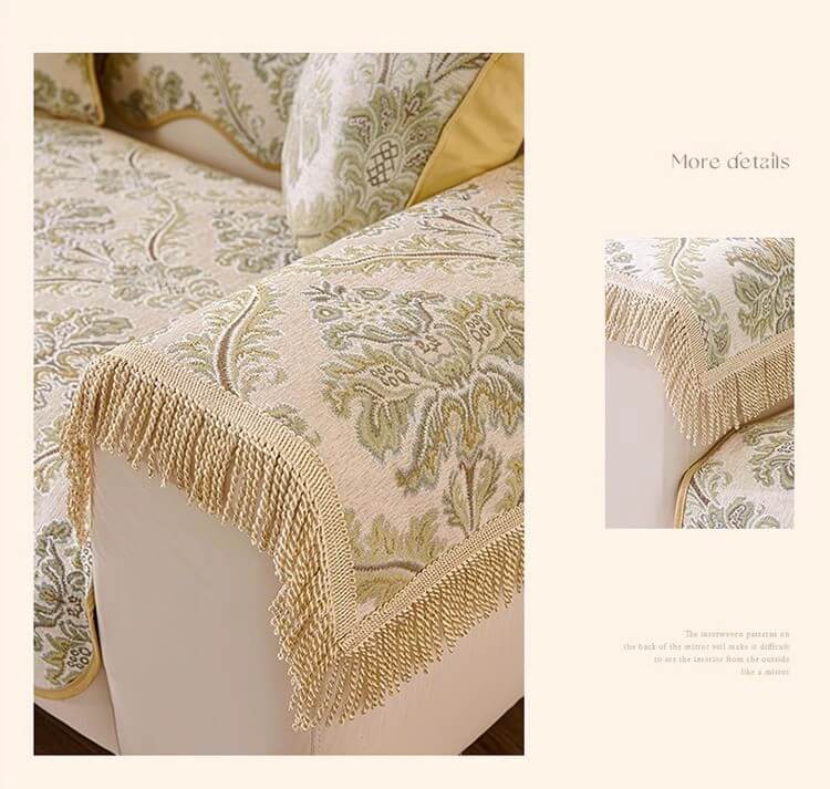 Luxury Chenille Floral Design Wave Edge Sofa Cover