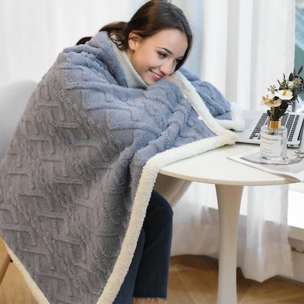 Fluffy Cosy Sherpa Fleece Multi-Purpose Nap Shawl Throw Blanket