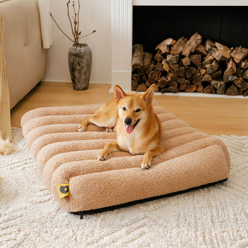 Large Washable Creamy Cosy Flat Dog Beds - Cheesecake