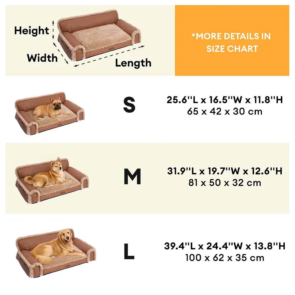 Luxe Faux Leather＆Plush Removable Sponge Orthopaedic Dog Bed - WarmRest