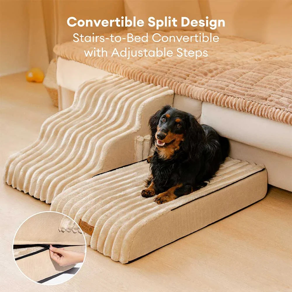 2 in 1 Fluffy Plush Sponge Detachable Pet Step＆Bed - CreamyRamp