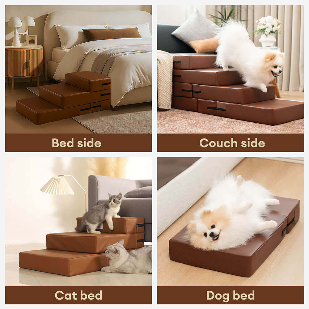 Waterproof Washable PU Leather Modular Multi-Level Pet Stairs