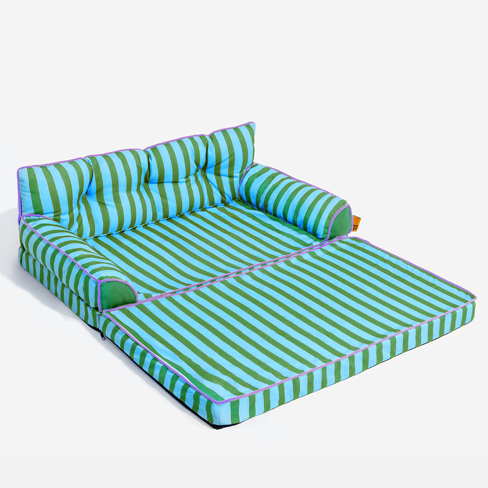 Trendy Striped Water-repellent Foldable Dog Sofa Bed - Sunny Siesta