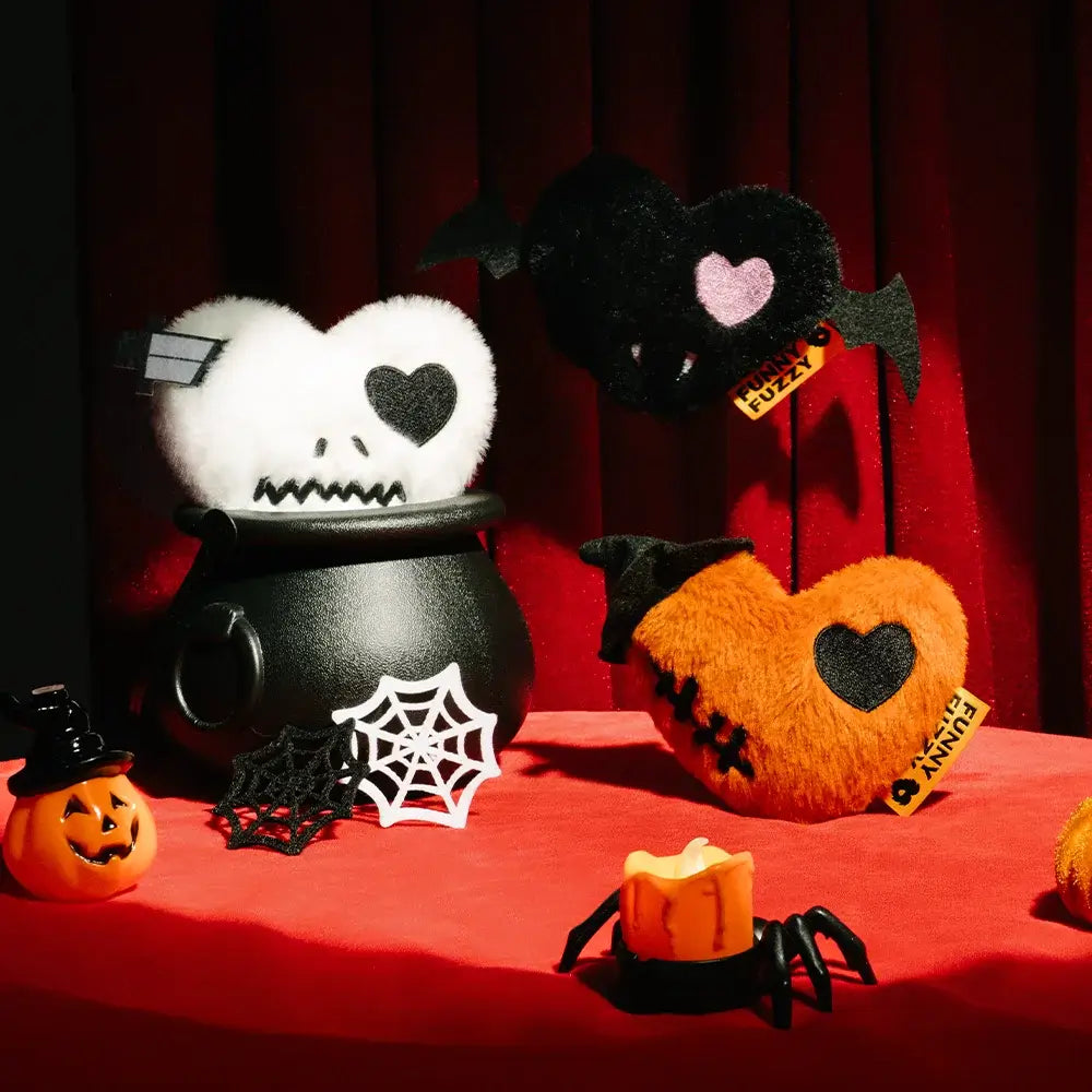 FUNNYFUZZY Halloween Plush Squeaky Dog Toy - Bat Heart