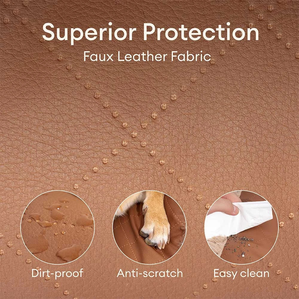 Luxe Faux Leather＆Plush Removable Sponge Orthopaedic Dog Bed - WarmRest