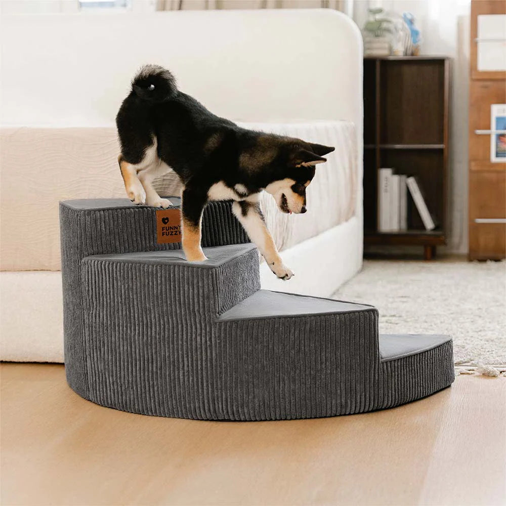 Cosy Corduroy Joint-Friendly Removable Spiral Pet Steps - CreamyStep