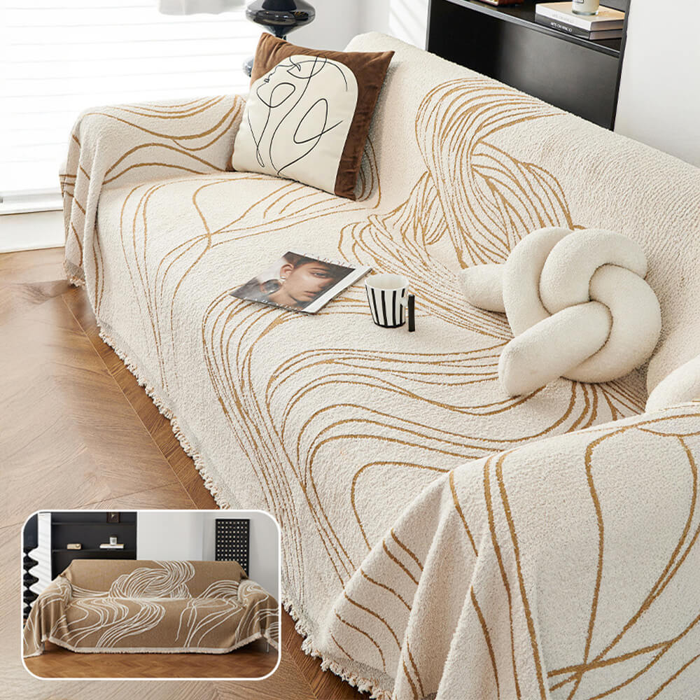 Minimalist Chenille Reversible Cat-Scratch Resistant Non-Slip Sofa Cover