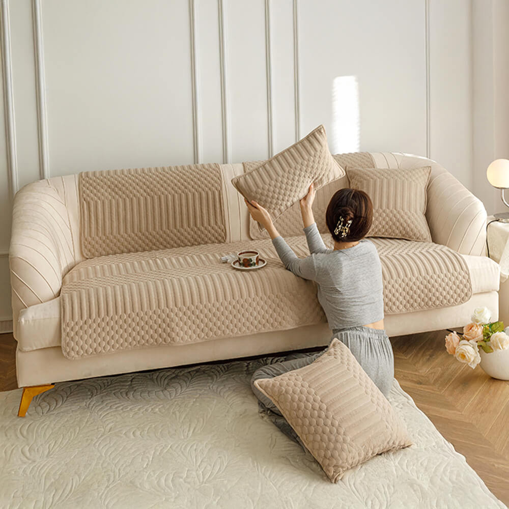 Warm Plush Vintage Non-Slip Sofa Cover