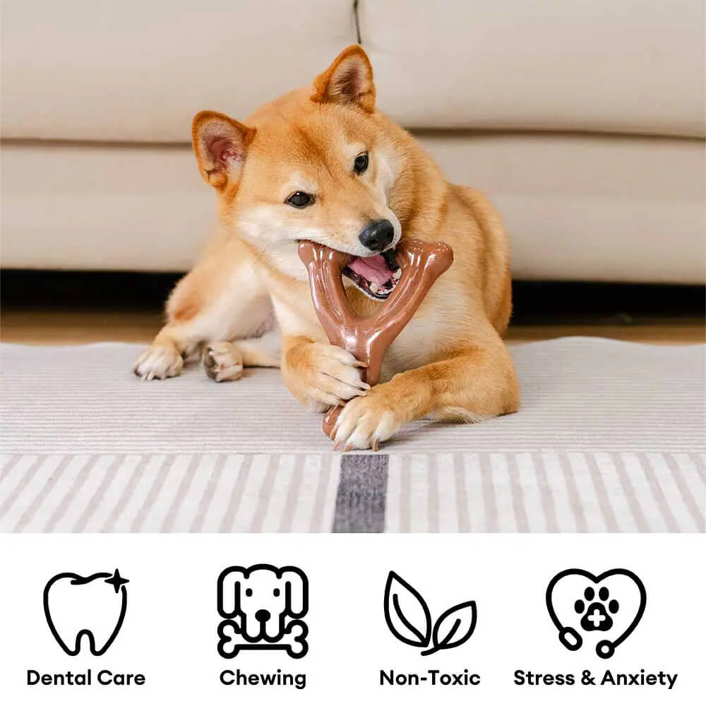 Teething Bones Dog Chew Toy - Bacon-Flavoured